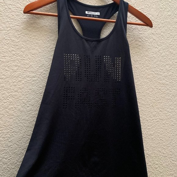 Forever 21 Tops - Forever 21 Workout Top - Run Fast Black Medium